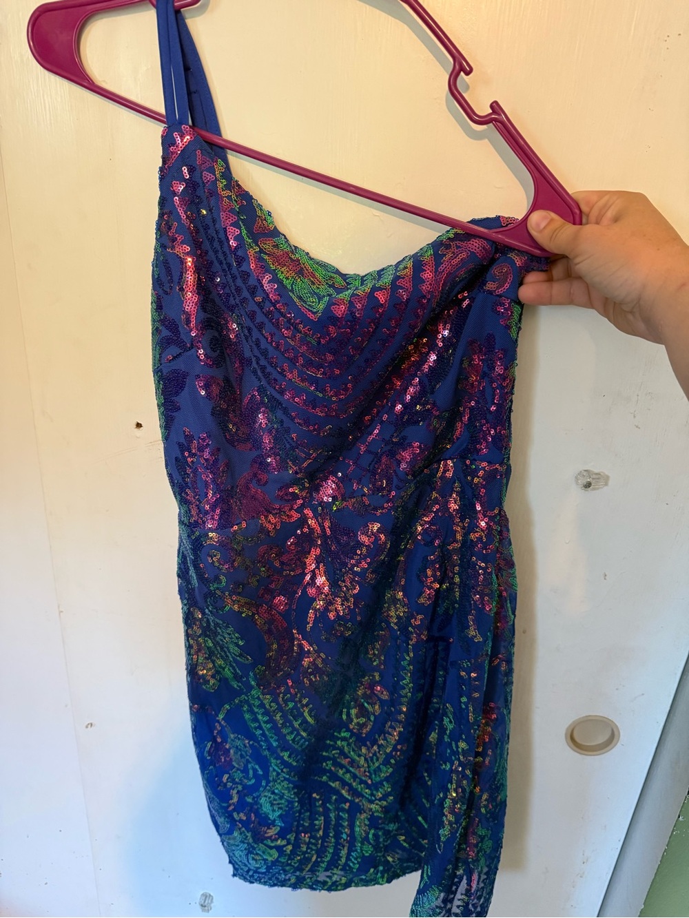Blue sequin homecoming dress
